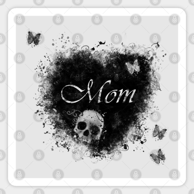 Grungy Gothic Mom, Skull & Butterflies Magnet by HolidayBug